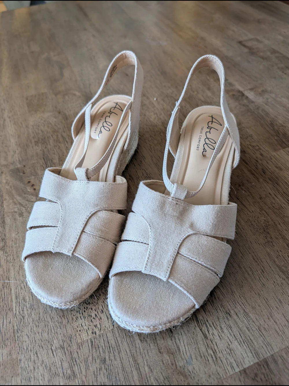 Abella Beige Canvas Slingback Espadrille Wedges